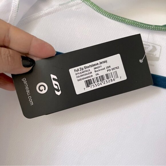 Garneau - Men’s Full Zip Shortsleeve Jersey - Green/White. Size: XXL. NWT. - Picture 7 of 15